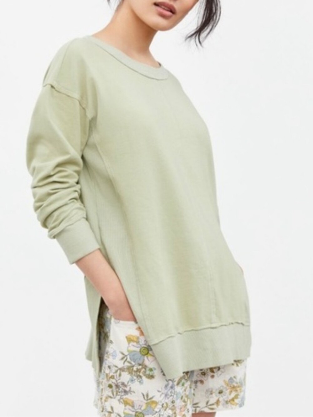 Anthropologie T La Pullover Tunic Top In Guacamole Size Small